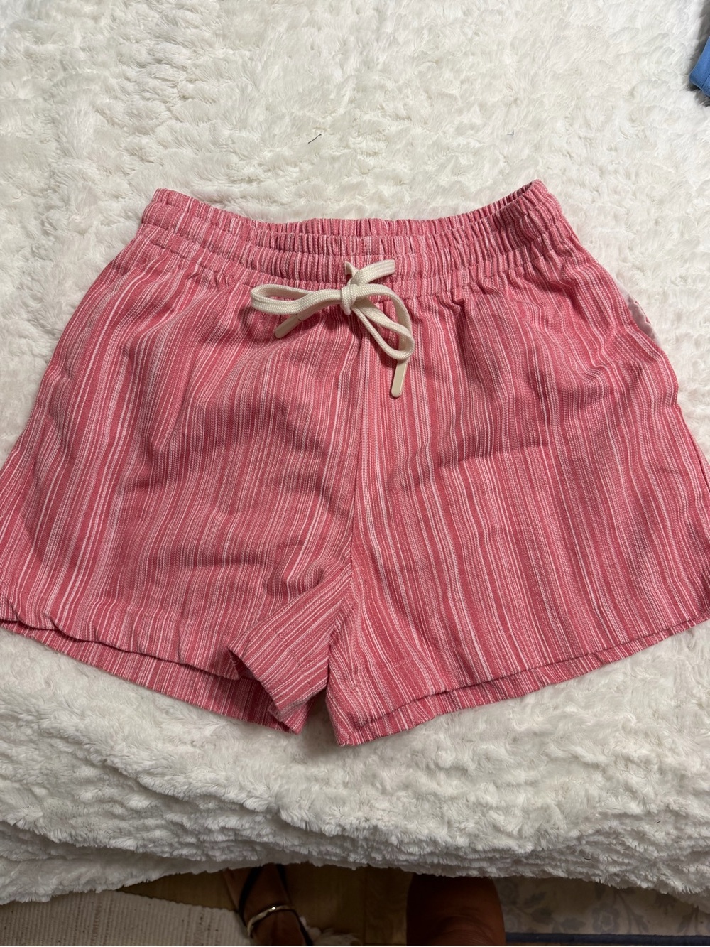 Jodifl Pink Striped Linen Blend Drawstring Shorts Women’s Small Boutique